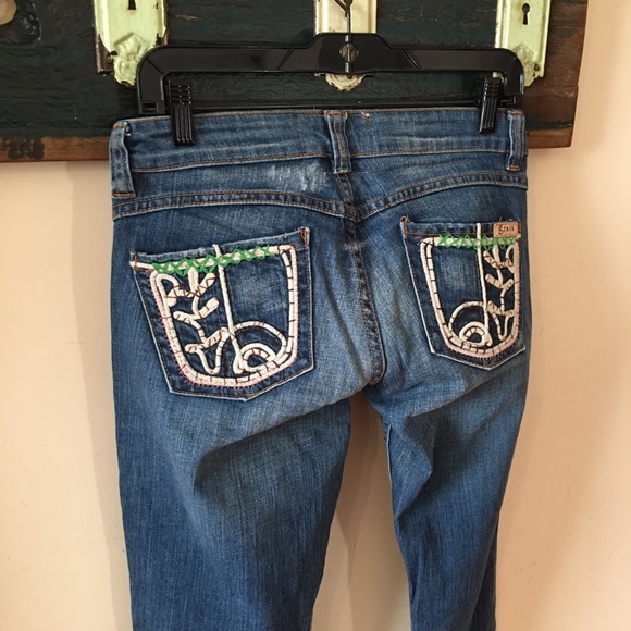 Grass Los Angeles Flare Jeans with Embroidered Pockets Size 26 - Picture 12 of 16